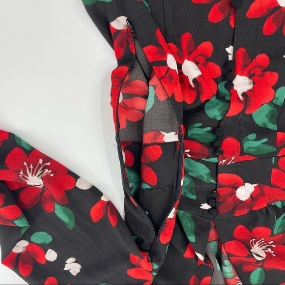 UO Michelle Plunging Long Sleeve Floral Mini Dress - Picture 10 of 13